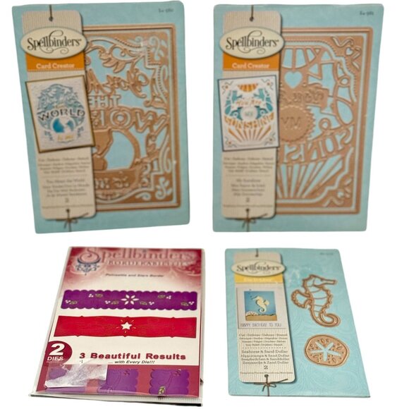 Spellbinders Die Lot of 4 Borders Card Creator Seahorse Shell Retired - Picture 1 of 16